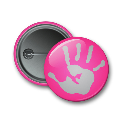 Reflektierender Ansteckbutton - rosa Hand